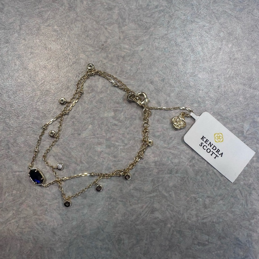 Kendra Scott Gold Emilie Crystal Multi Strand Bracelet Cat Eye Navy
